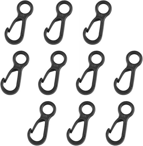 10pcs Black Plastic Snap Clip Carabiner Buckles, Multifunction Outdoor Tent Hooks for Camping, Heavy Duty,Lights Hanging,Accessory and Keychain Carabiners,Sports and Outdoors