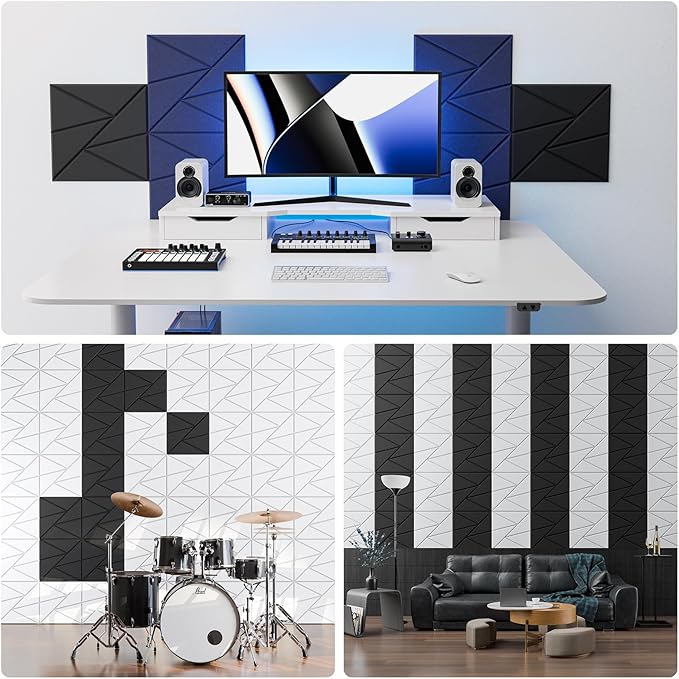 12 Pack Acoustic Panels with Self-Adhesive, Sound Panels High Density,