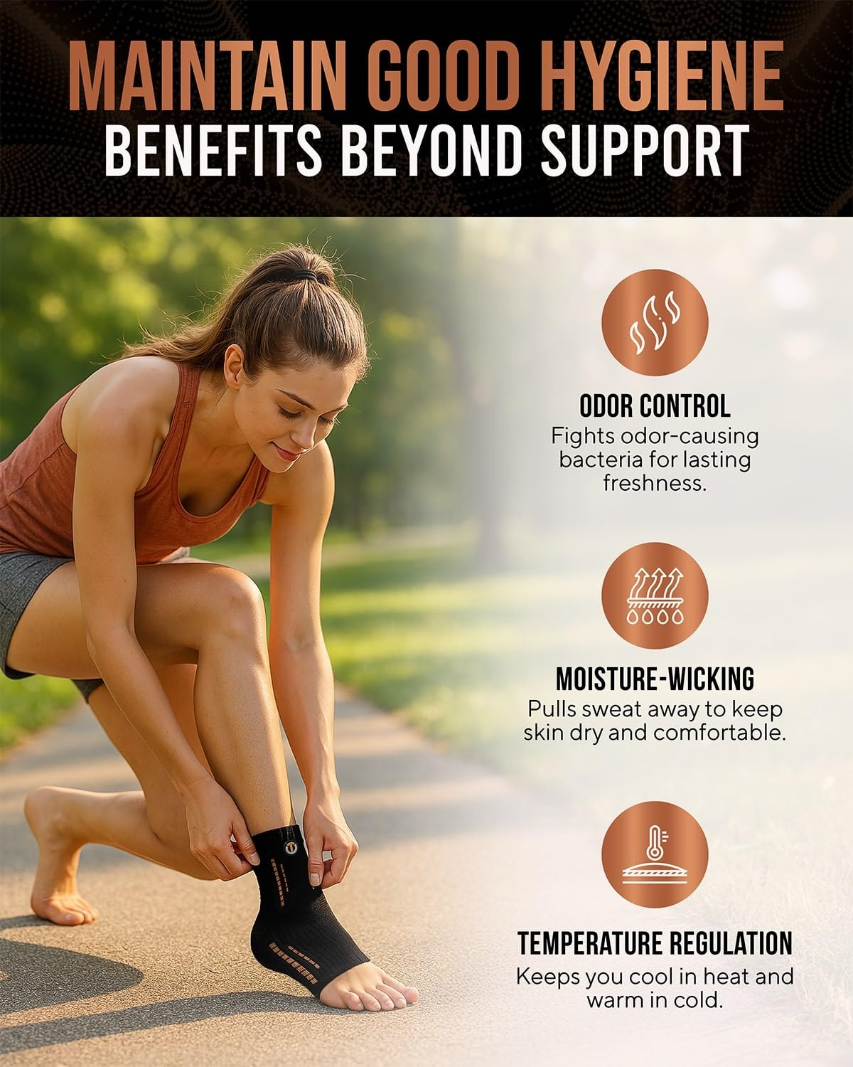 TheraCopper Copper Ankle Brace (2 Pack) — Compression Ankles Brace for Men & Women — Infused Copper Ankle Sleeve Compression Support for Pain Relief, Swelling, Sprains, Achilles Recovery & Sports (Medium)