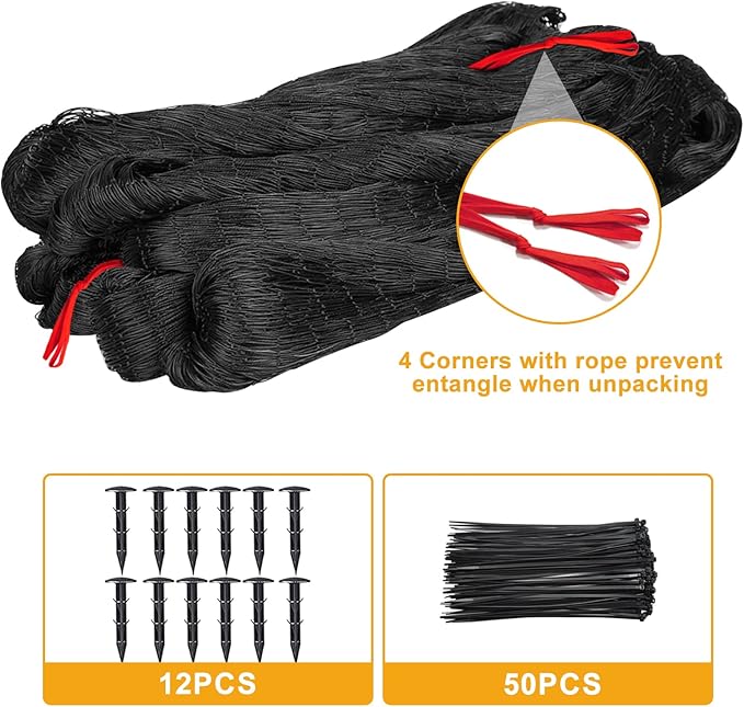BSTPCOO Nylon Bird Netting 50'x50' with 2.4" Square Mesh Hawk Net for Chicken Run, Poultry Netting Aviary Nets Garden Bird Net for Chicken Coop Nettings Roof Hawk Proof