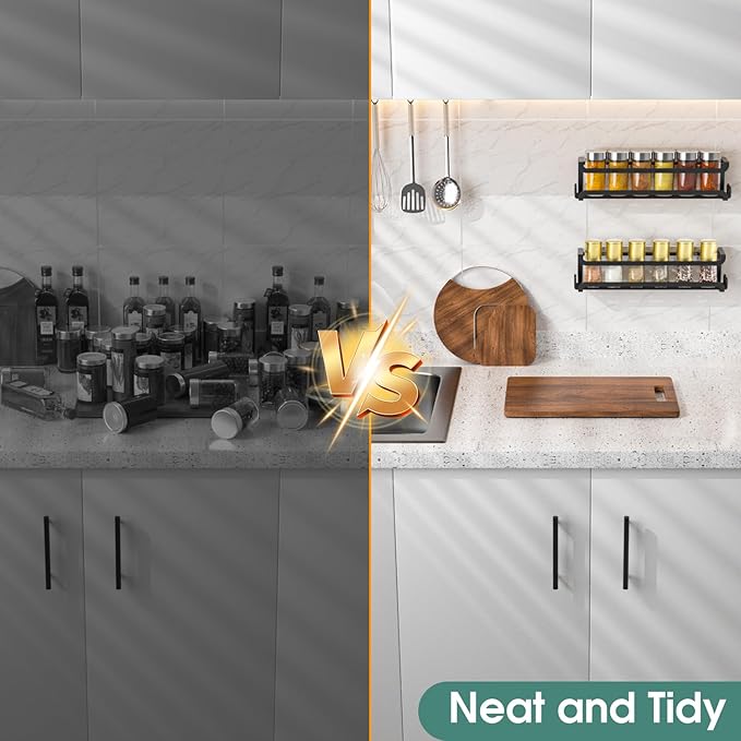 LUCYCAZ 4 Pack Wall Mounted Spice Rack