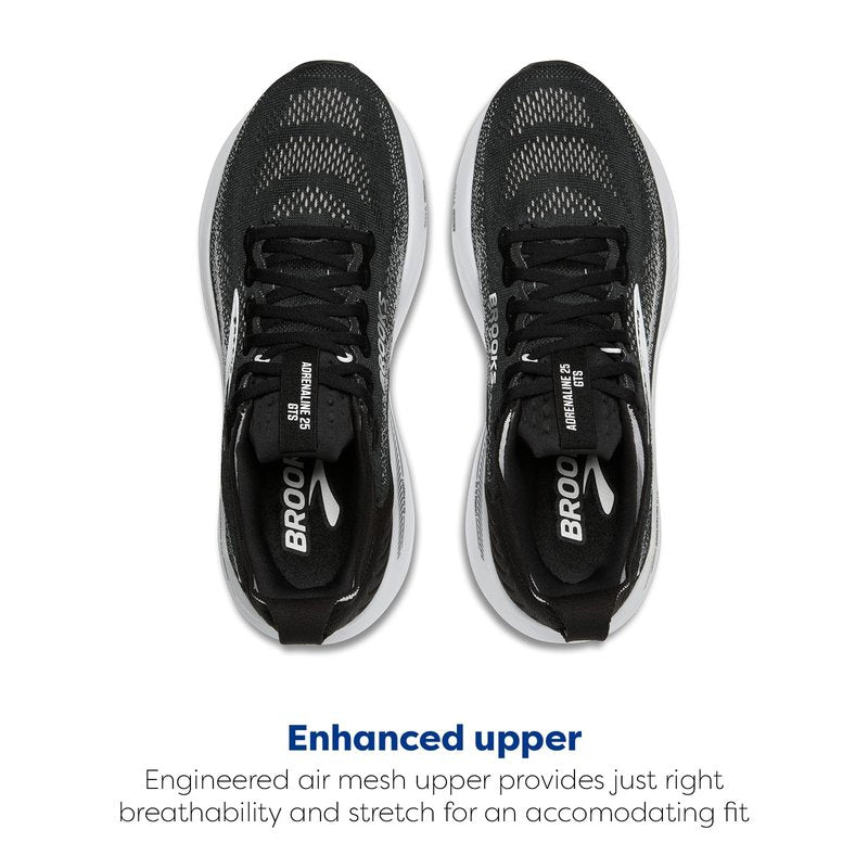 Brooks Womens Adrenaline GTS 25, Black/Grey/White 8 Medium