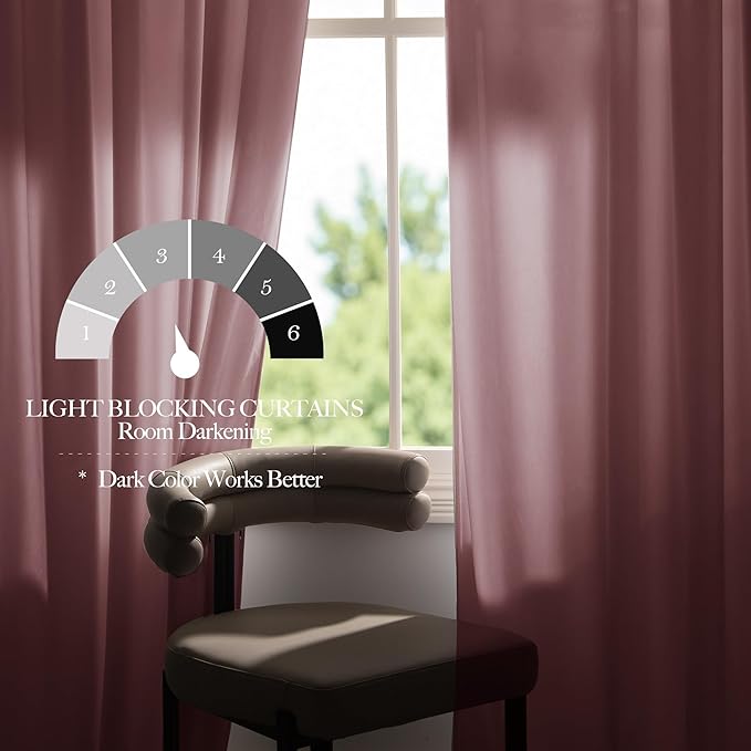 NICETOWN Pink Velvet Curtains 96 inch Length, Blush Pink Room Darkening Thermal