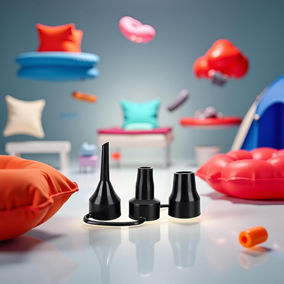 3 Sizes Black Air Pump Replacement Nozzles, Plastic Pump Nozzles,Inflatable Pump Nozzles Head,Air Pump Inflator Adaptor Accessory for Partial Air Bed,Air Mattress Air Mattresses and Accessories