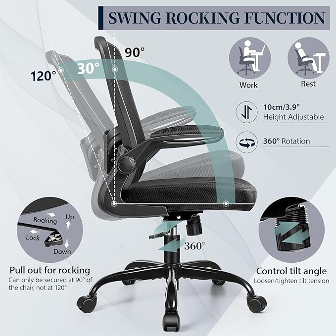 FelixKing Office Chair, Ergonomic Desk Chair with Adjustable Height and Lumbar Support Swivel Lumbar Support Desk Computer Chair with Flip up Armrests for Conference Room (Black),Pack of 10