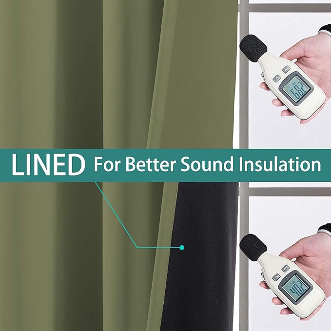 Yakamok 100% Blackout Thermal Insulated Sliding Door Curtains, Noise Reducing