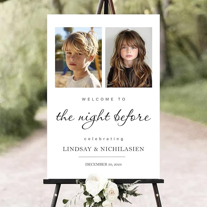 Personalized Rehearsal Dinner Welcome Sign, The Night Before Welcome Sign, Wedding Rehearsal Party Home Decor, Rehearsal Dinner Sign, Elegant Welcome Sign, Wedding Decorations Ceremony #6