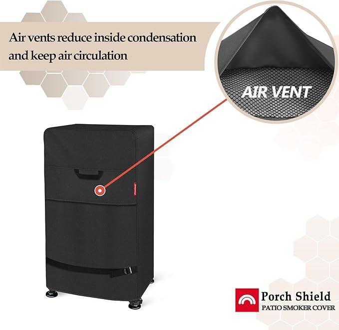 Porch Shield 40 Inch Electric Smoker Cover for Masterbuilt Smoker, Waterproof Heavy Duty Outdoor Smoker Grill Covers 24W x 18D x 40H inch, Black