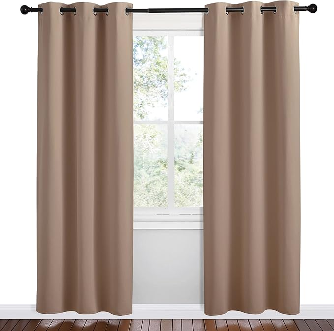 NICETOWN Short Window Curtains and Drapes, 42 by 78 Inch, Cappuccino, Thermal