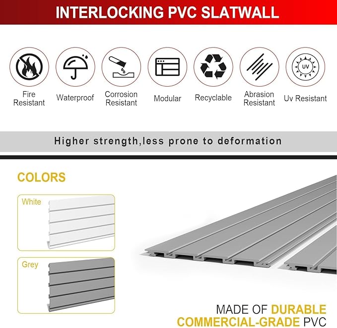 4'H x 4'W Slatwall Panel Garage Wall Organizer