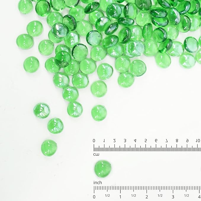 Fire Glass 5 Pound Green Glass Beads for Fire Pit 1/2 inch Tempered Glass Rocks