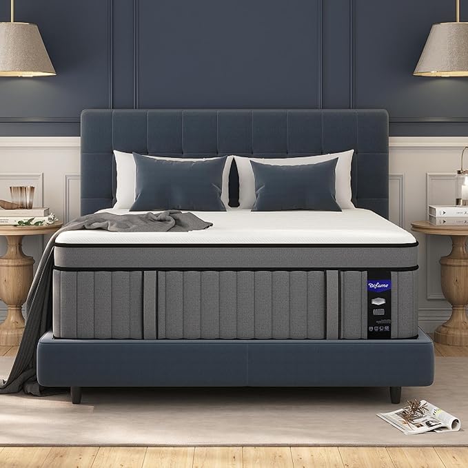 DIFAME California King Size Mattress,14 inch Cal King Mattress in a Box,Hybrid Mattresses with Gel Memory Foam & Pocket Springs, Pressure Relief, Cooling, Enhanced Edge Support,Firm