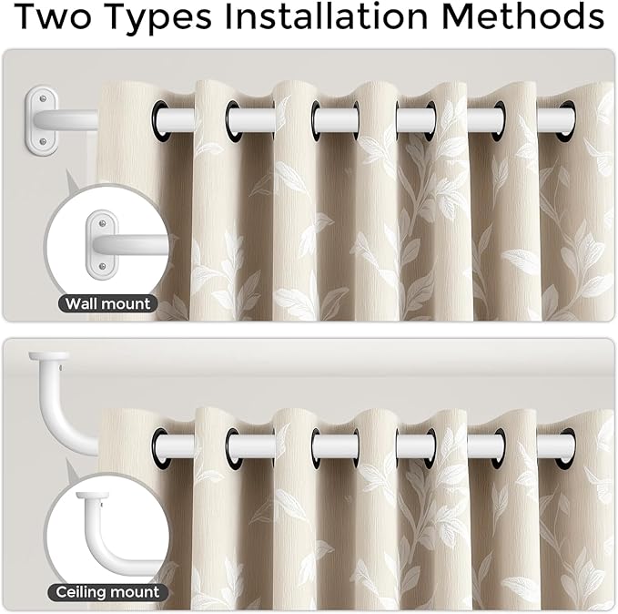 Curtain Rods 36-88 Inch, 1 Inch Adjustable Heavy Duty Room Darkening Window