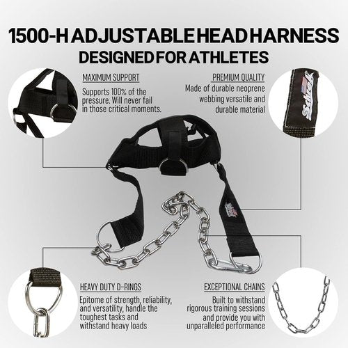 Adjustable Head Harness for Strength Training - Schiek Sports Model 1500-H, Black