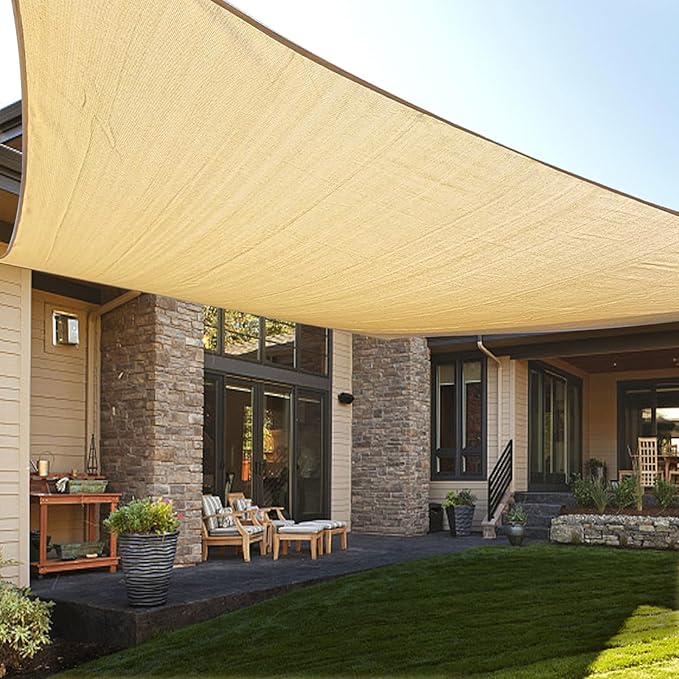 LOVE STORY Custom Size 6'x8' Sand Sun Shade Sail Rectangle UV Block Canopy Patio Sail Sunshades Fabric for Outdoor Garden Carport (We Make Custom Size)