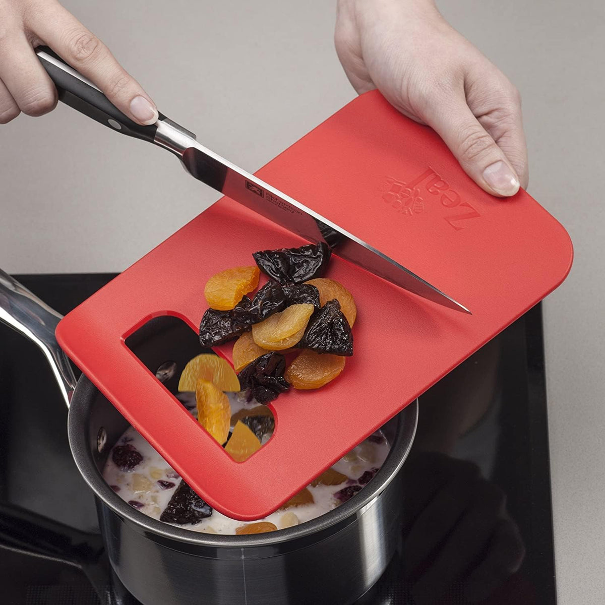 Zeal Red Cutting Board - 22x15 cm Straight to Pan Chopping Board for Easy Food Prep