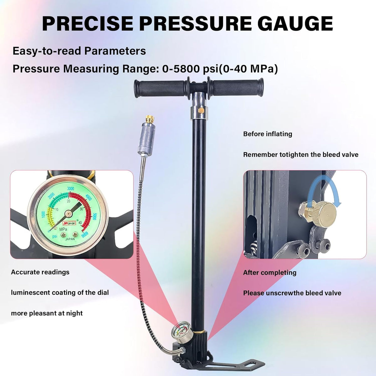 PCP Air Pump - High Pressure Hand Pump 4500 PSI | 4 Stage Airgun Filling Pump for 30 MPA Air Rifles
