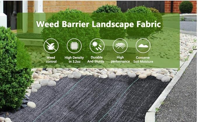 3ftx50ft Weed Barrier Landscape Fabric Heavy Duty???Weed Block Gardening Ground Cover Mat, Weed Control Garden Cloth ???Woven Geotextile Fabric for Underlayment???Commercial Driveway Fabric