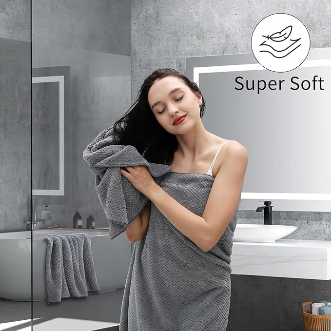 Hand Towels Set 2 Pack-16“x31”,Ultra Soft Microfibers Bathroom Towel Set Highly Absorbent Quick Dry Luxury Premium Towel Lightweight Durable Hand Towel Collection for Hotel Spa Gym Kitchen,Grey