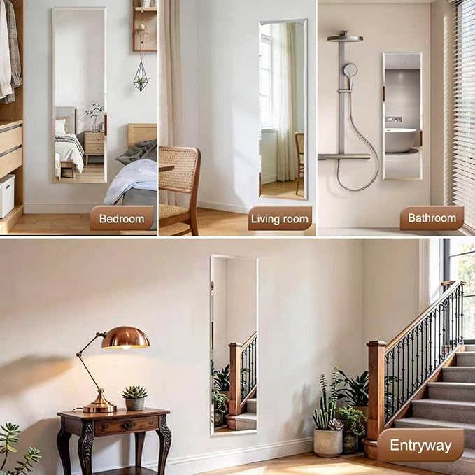 Frameless Mirror Full Length 57”x18”| Wall Mount Mirror Full Length Beveled