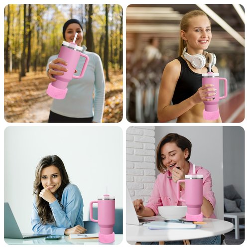 WUQID Plush Silicone Water Bottle Boot, Compatible with Stanley Tumbler 20-40oz & Hydroflask 12-24oz Bottle, Fit 2.8-2.95in Bottom Bottle/Tumblers, Soft Faux Fur Protective Rubber Sleeve