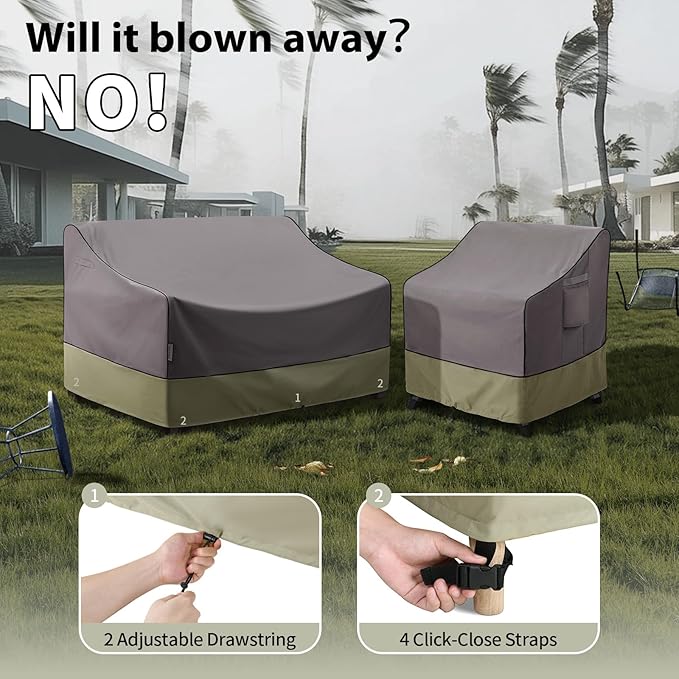 KylinLucky Outdoor Patio Sofa Cover fit 58 x 32.5 x 33 inch, 57 x 31.5, 56 x 31 Waterproof Weatherproof Heavy Duty 600D Garden Furniture Cover for Outside Sofa Couch