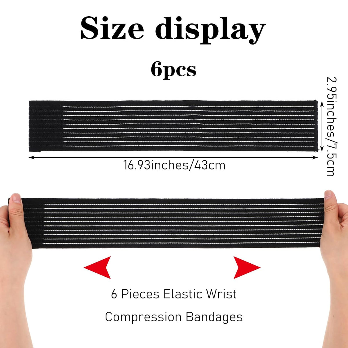 Skiennix High-Elastic Wrist Support Straps - Breathable Compression Wraps for Carpal Tunnel & Arthritis | 6 Pcs
