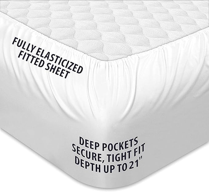 COONP California King Mattress Topper, Extra Thick Pillowtop, Cooling Plush Mattress Pad Cover Cotton Top Bed Topper Protector with 8-21 Inch Deep Pocket