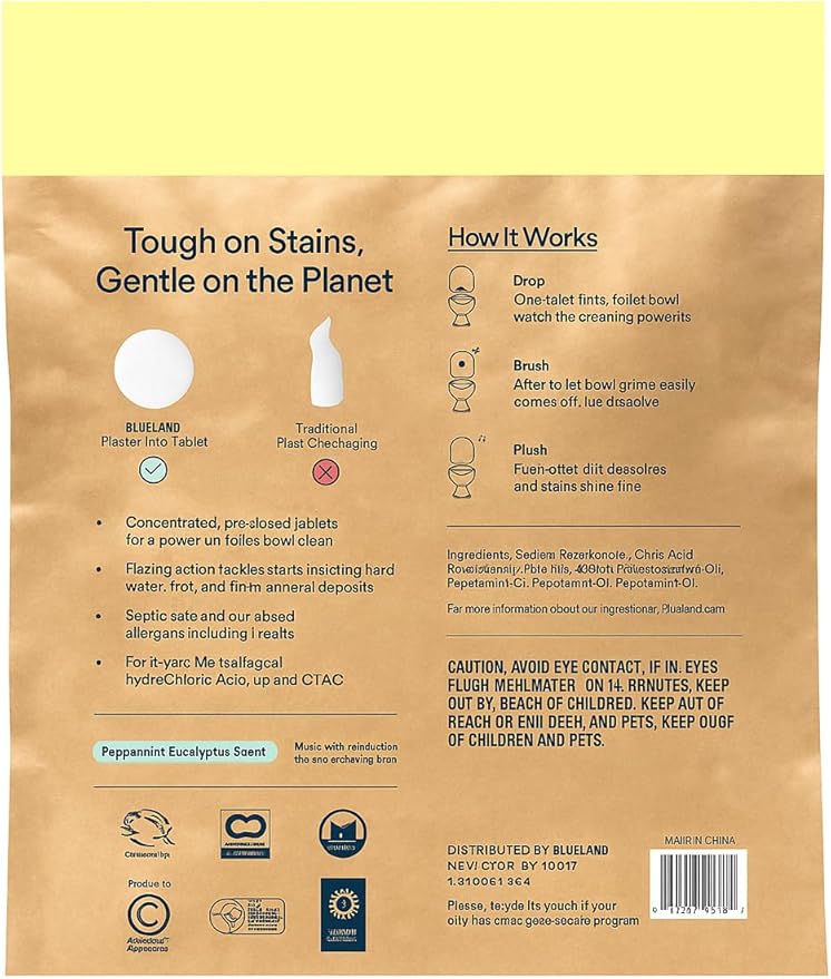 BLUELAND Toilet Bowl Cleaner Tablets. Peppermint Eucalyptus Scent. 30 Tablets.