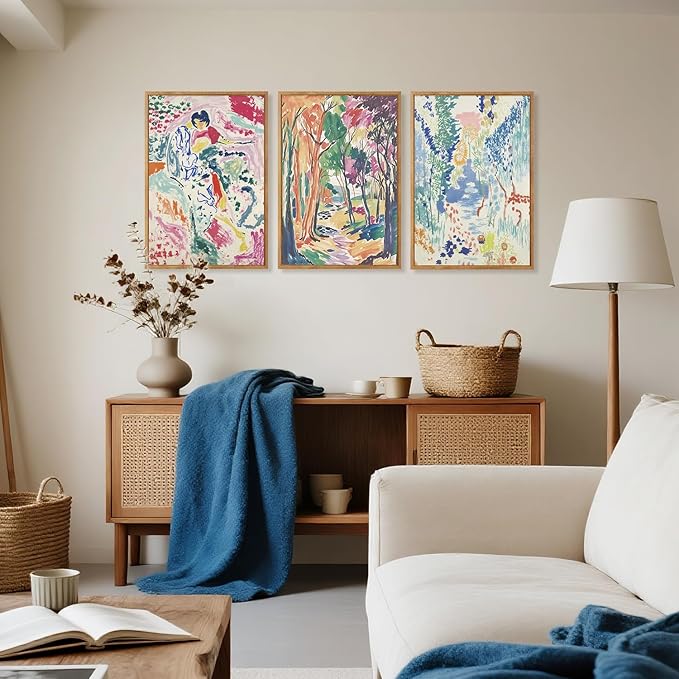 CHDITB Abstract Matisse Framed Canvas Wall Art Set, Colorful Nature Inspired Wall Decor, Modern Home Art Spiritual Wall Painting, Eclectic Gallery Art Prints for Living Room Bedroom Office 24"x36"x3