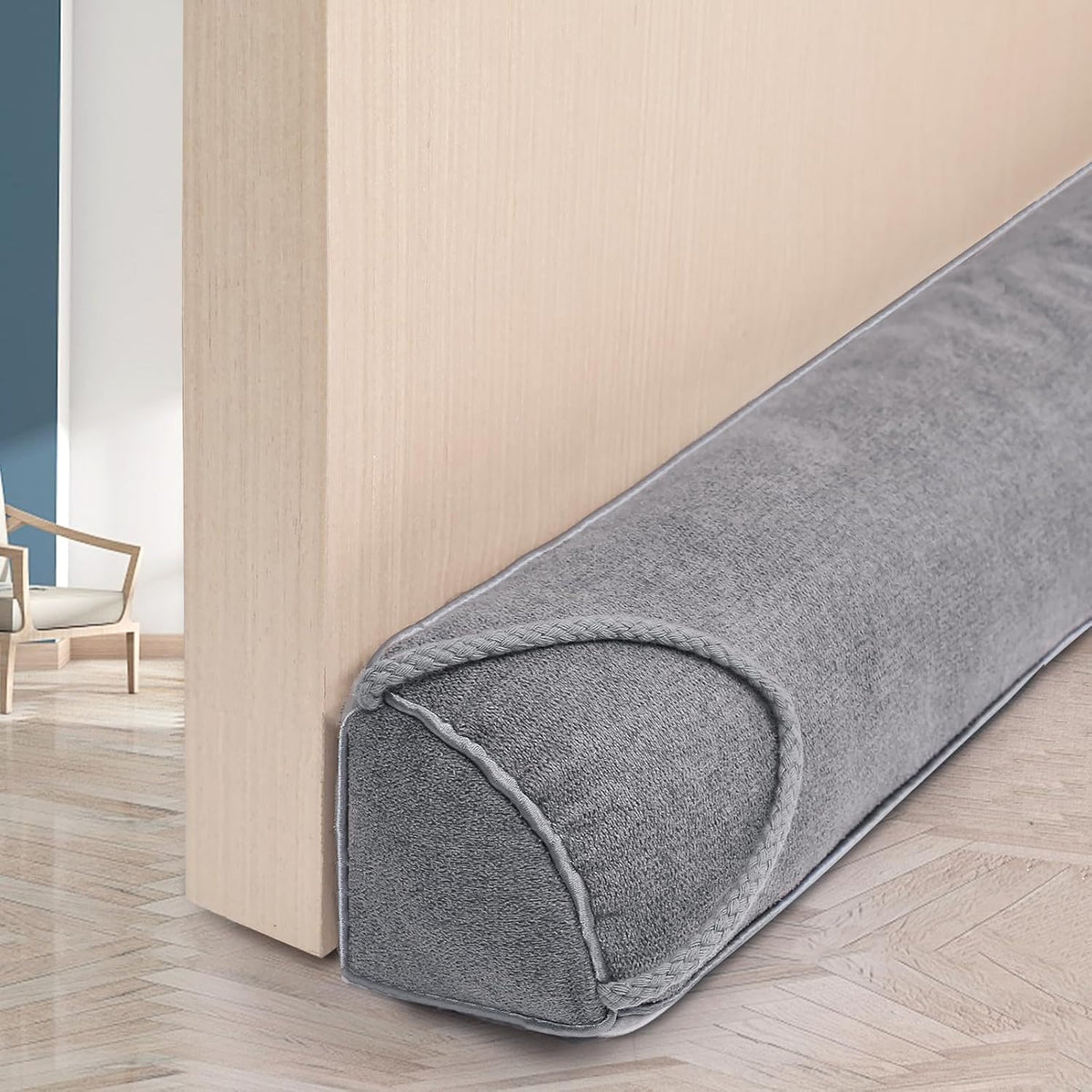 Triangular Under Door Draft Stopper 40 inch Heavy Duty Door Draft Blocker Bottom Door Seal Noise Air Door Guard for Doors and Windows, Gray