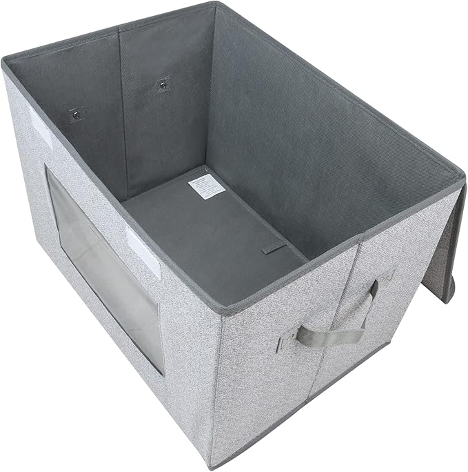 Univivi [4-Pack Fabric Storage Boxes Collapsible Storage Bins with Lids and Handles Cube Organizer Basket for Home, Closet, Bedroom (Gray, 14.4''x10''x8.3'')