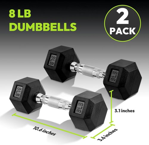 HANDBODE Hex Dumbbell Set - 2.5-65 lb Rubber Encased Weights for Strength Training | Set of 2