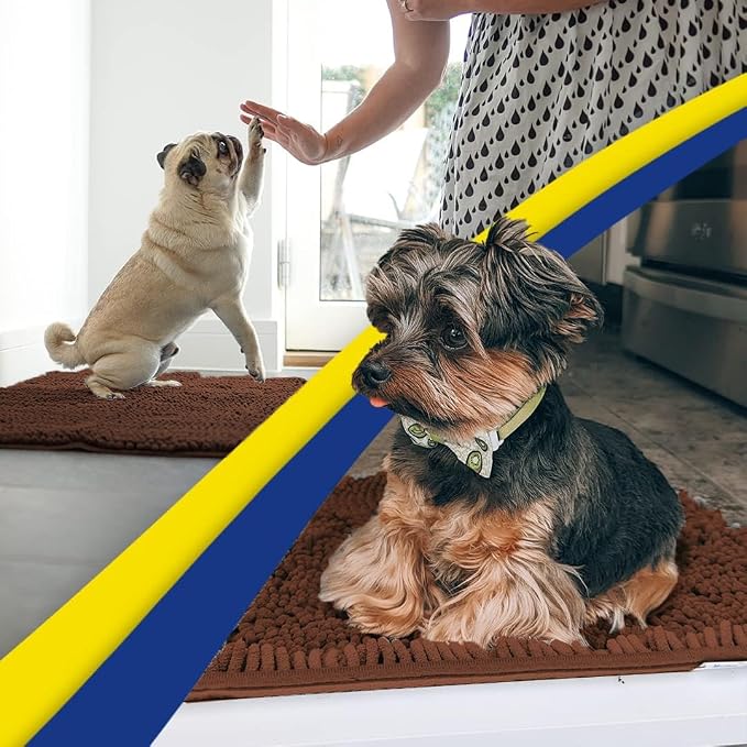 Muddy Mat® | Super Water Absorbent Door Mat Indoor, Microfiber Quick Dry Chenille Entryway Rug, Slip Resistant Front Door Mat, Indoor Mats for Entryway, Machine Washable Pet Rug, Chocolate 26" x 42"