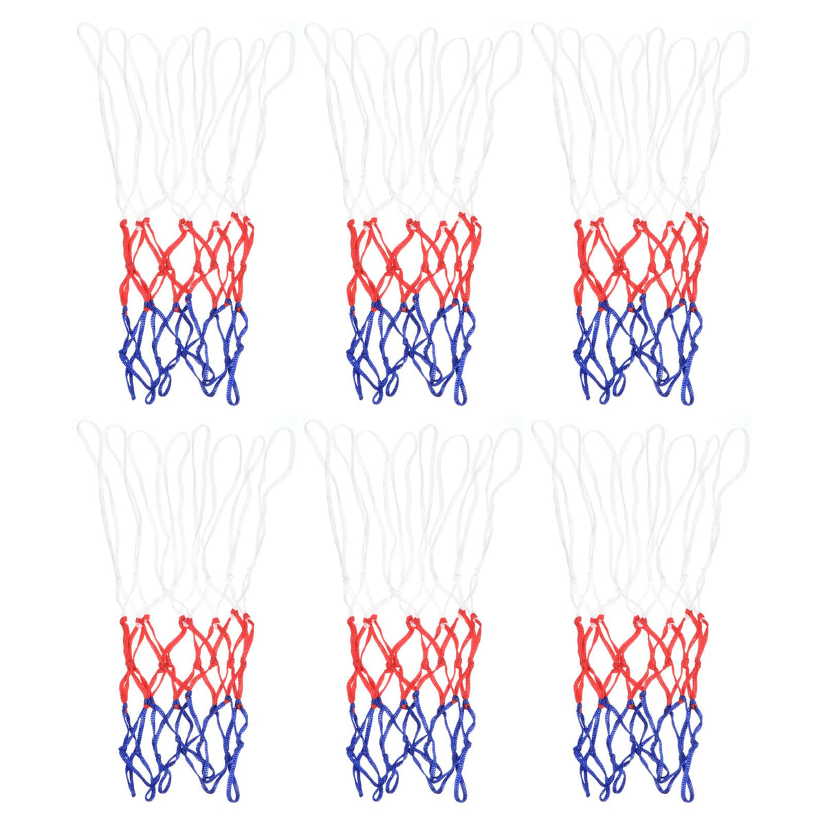 PATIKIL 8 Loops 12" Dia. Mini Basketball Net Replacement, 6 Pack PP Basketball Hoop Net Rim Nets Sturdy for Indoor Outdoor, White Red Blue