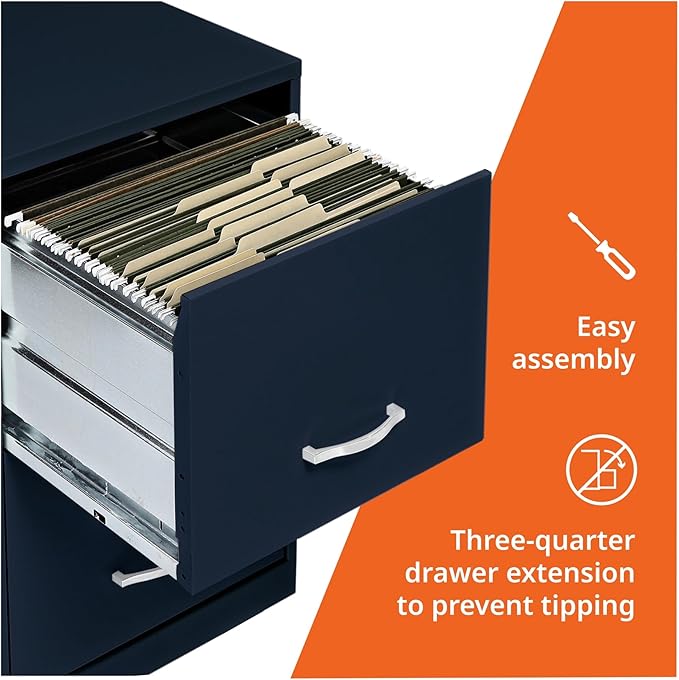 2 Drawer Locking Filing Cabinet | Pre-Assembled Steel Construction | Space-Saving Design is Perfect for Home and Small Office | Letter-Size | Assembled in North America