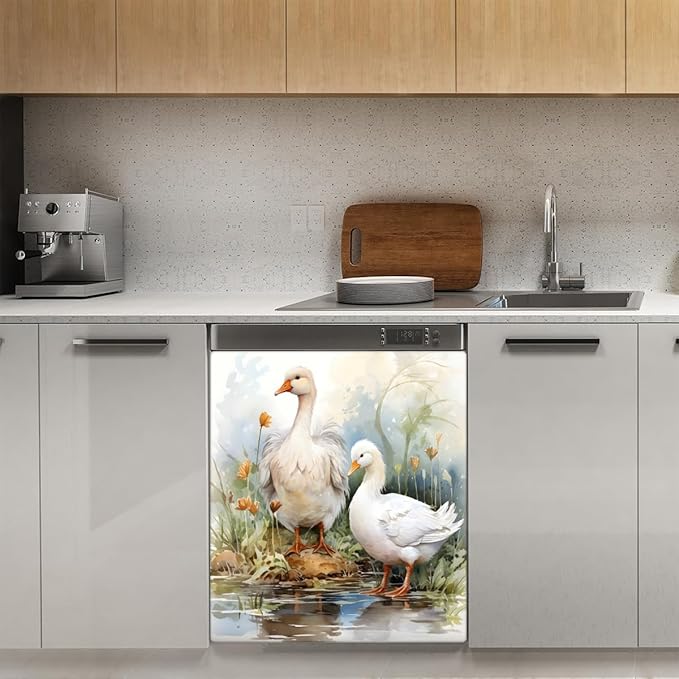Dishwasher Magnet Cover Farm Animal Duck Reusable Dishwasher Magnetic Cover Sticker Decorative Dish Washer Door Cover Panel for Home Kitcen Appliance