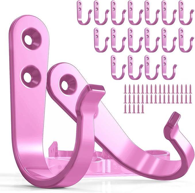 BREYDROK 20PCS Pink Heavy Duty Single Prong Metal Wall Hooks