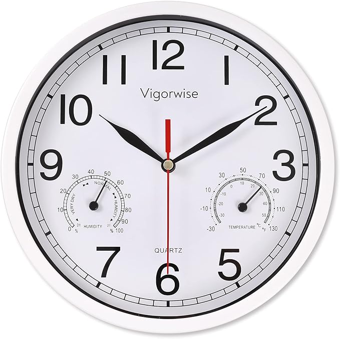 8 Inch White Wall Clock, Sweep Silent Movement Accurate Clocks