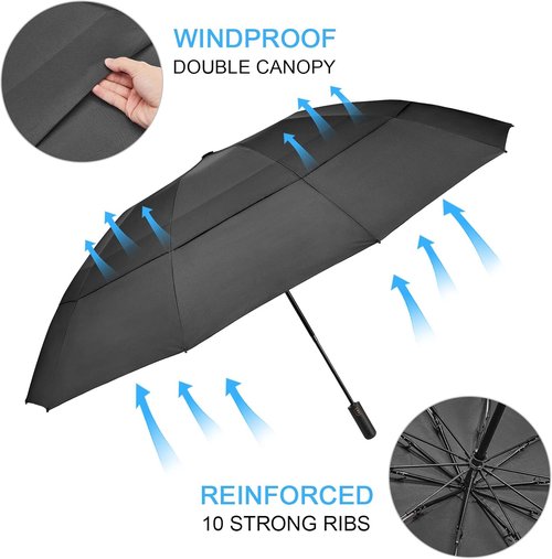 G4Free Large Golf Umbrella - Windproof Double Canopy Travel Umbrella | 42/46/54/62 Inch Sizes
