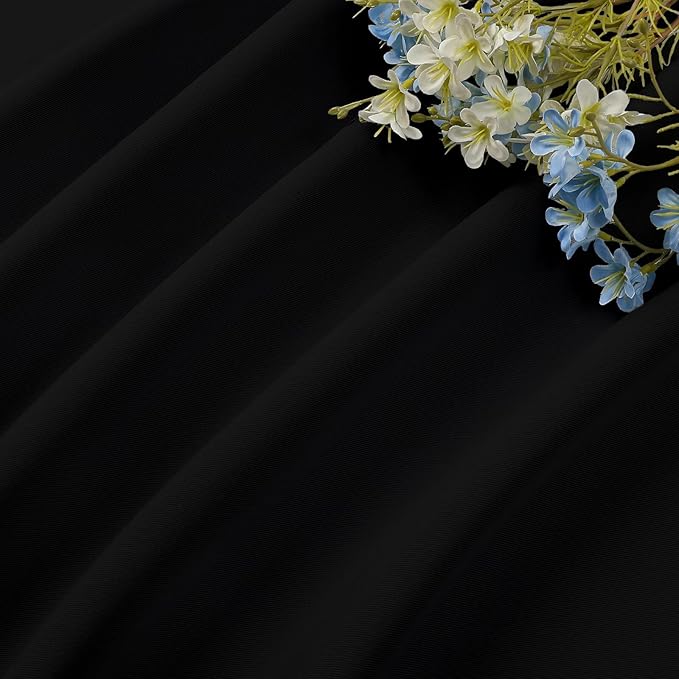 CUCRAF Black Blackout Curtains 90 inch Length 2 Panels Set, Rod Pocket Room