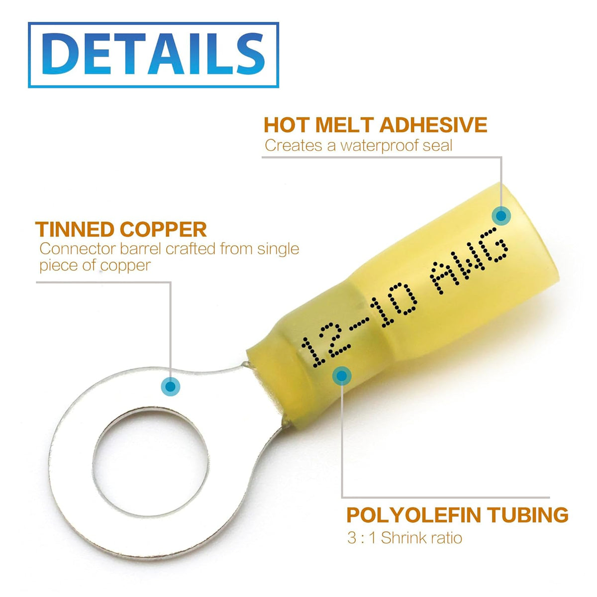 180Pcs Heat Shrink Wire Connectors Kit | Waterproof Marine & Automotive Electrical Crimp Terminals