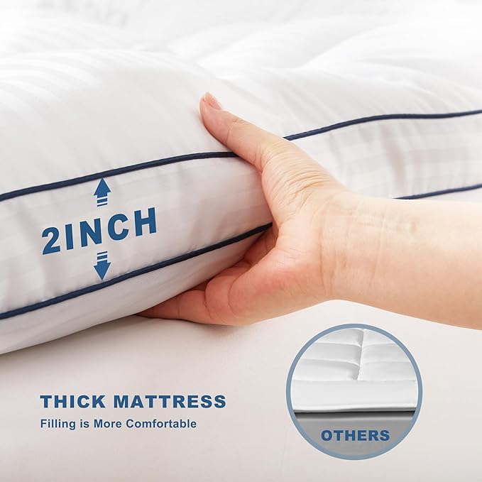 BEDLORE California King Mattress Topper, Thick Pillow Top Pad for Back Pain Relief, Cooling Soft Mattress Cover with Deep Pockets 6-18 inch