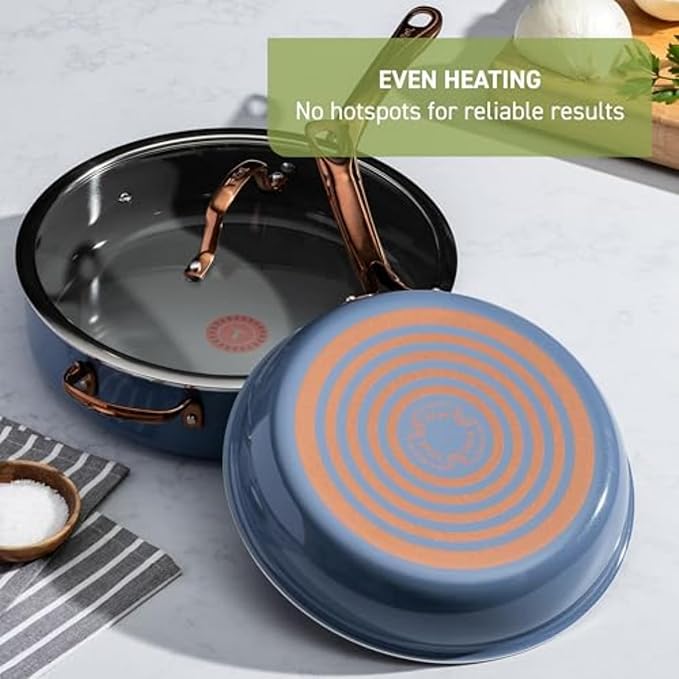 T-fal Preserve Ceramic Non-Stick Cookware, 5.5 Quart Jumbo Cooker, Ocean Blue