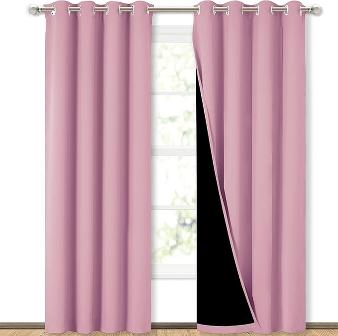 NICETOWN Crystal Pink Full Shade Curtain Panels, Pair of Energy Smart & Noise