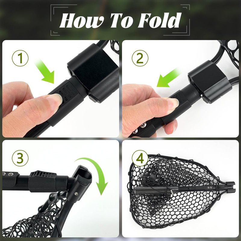 Fishing Net with Handle, Fish Landing Net for Kids Men Women, Safe Fish Catching or Releasing