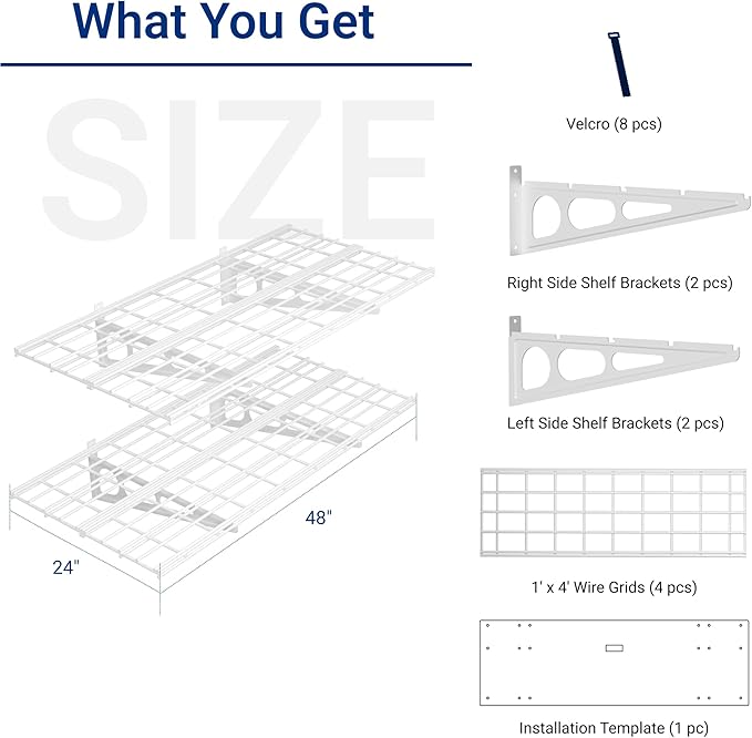 FLEXIMOUNTS 2-Pack 2x4ft 24-inch-by-48-inch Wall Shelf Garage Storage Rack Wall
