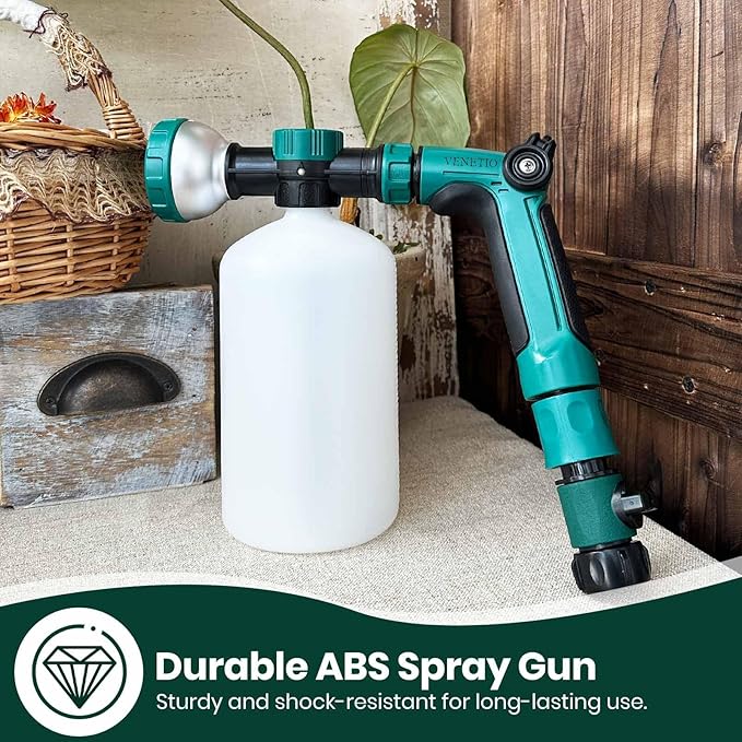 VENETIO 8-Dial Hose End Sprayer for Liquid Fertilizer/Soap | Precision Lawn, Yard & Garden Feeder with 34oz Bottle for Uniform Fertilizing and Watering Plants | Hose Attachment Nozzle Spray Gun