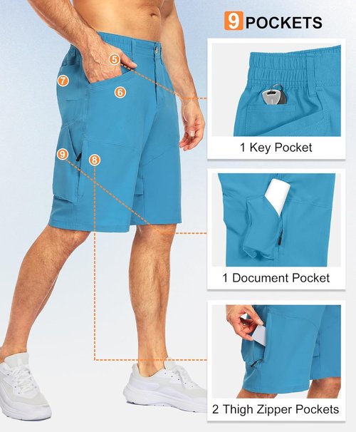 Little Donkey Andy Men's Hiking Cargo Shorts - Quick Dry, Waterproof & Lightweight | 9 Pockets