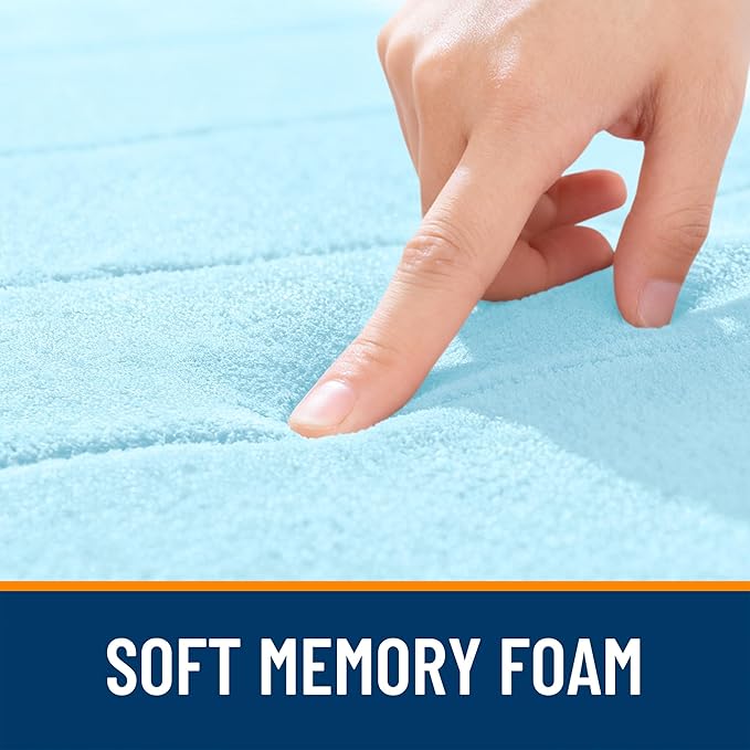 OLANLY Memory Foam Toilet Rugs U Shaped 24x20, Super Soft Absorbent Contour Bath Rugs, Quick Dry, Machine Washable Toilet Mat, Bathmat Floor Carpet, Bathroom Home Decor Accessories, Sky Blue